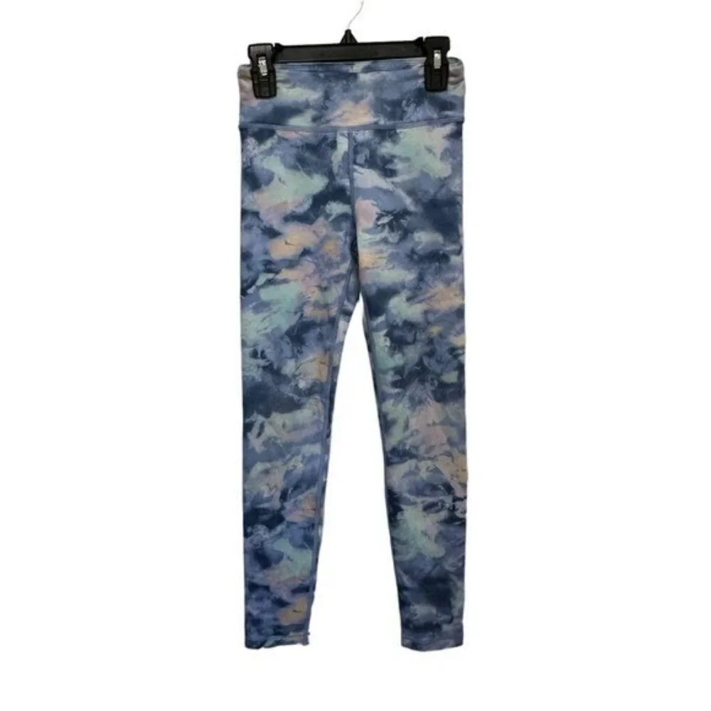 Athleta Girl Chit Chat Tight Leggings M 8 10 Blue Print High Rise Athletic Dance